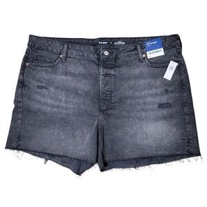 NWT Old Navy Black OG Straight High Rise Raw Hem Jean Shorts Plus Size 20